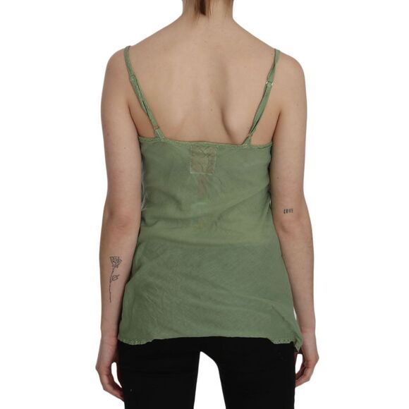 PINK MEMORIES Sleeveless Cotton Tank Top Women Green Tops & T-Shirts - Picture 3 of 5